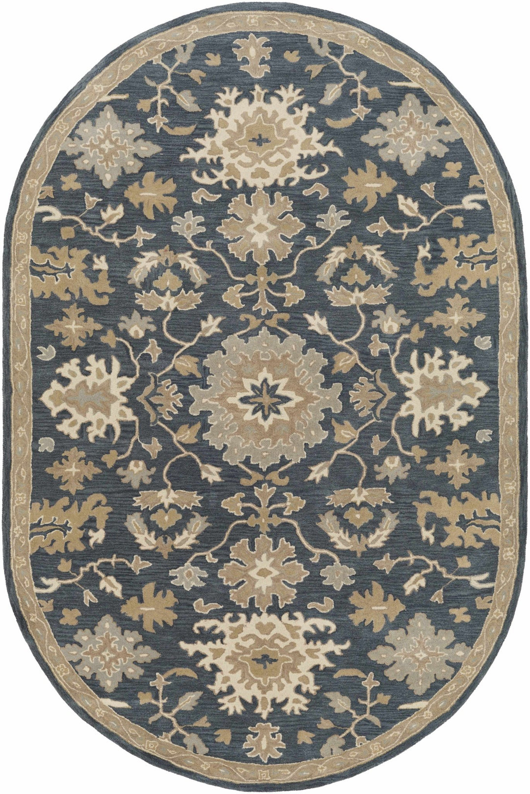 Hazen Traditional Oushak Navy And Beige Wool Rug - The Rug Decor