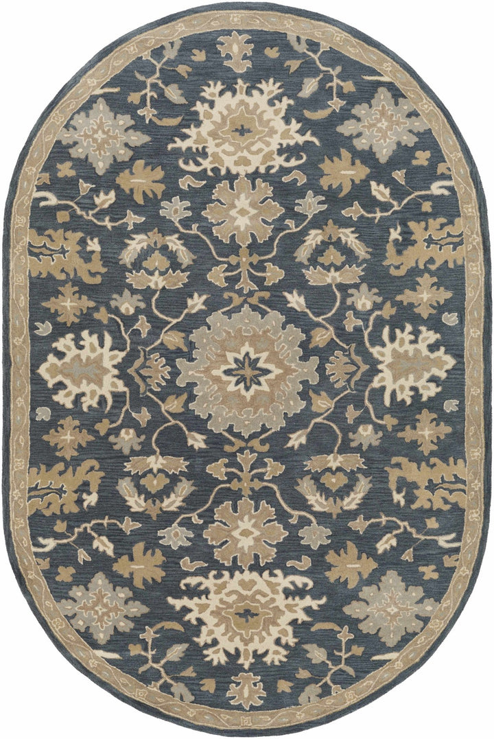 Hazen Traditional Oushak Navy And Beige Wool Rug - The Rug Decor