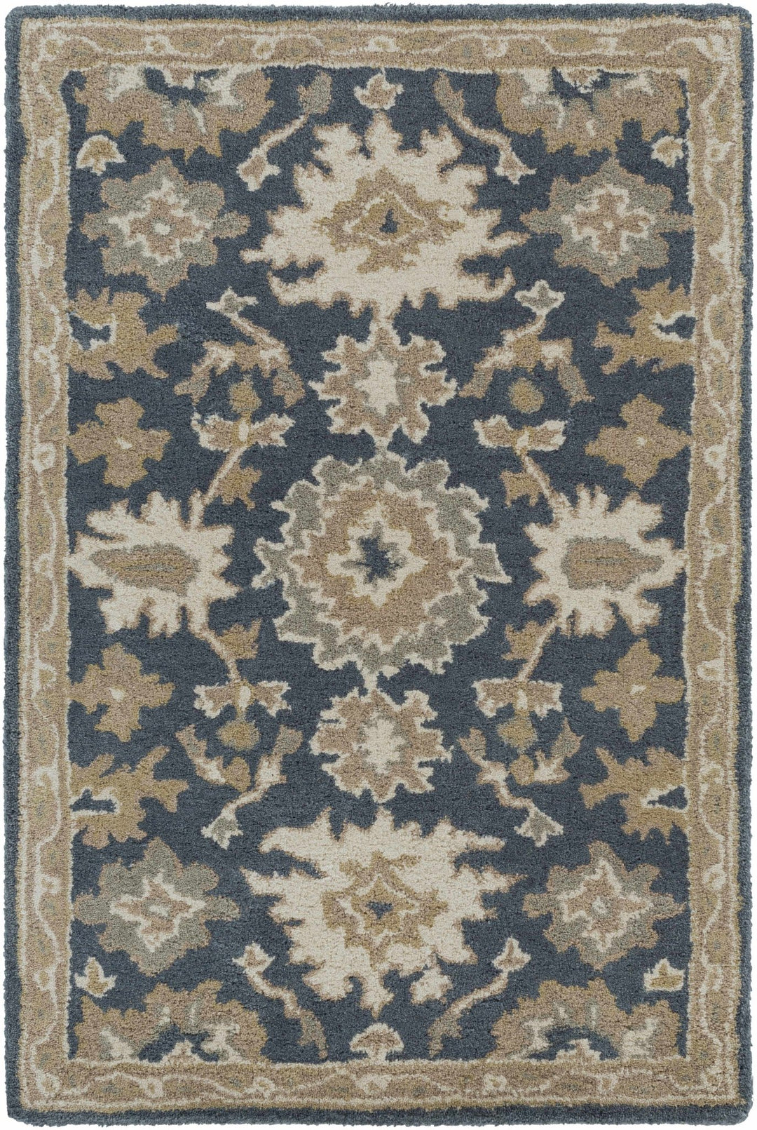 Hazen Traditional Oushak Navy And Beige Wool Rug - The Rug Decor