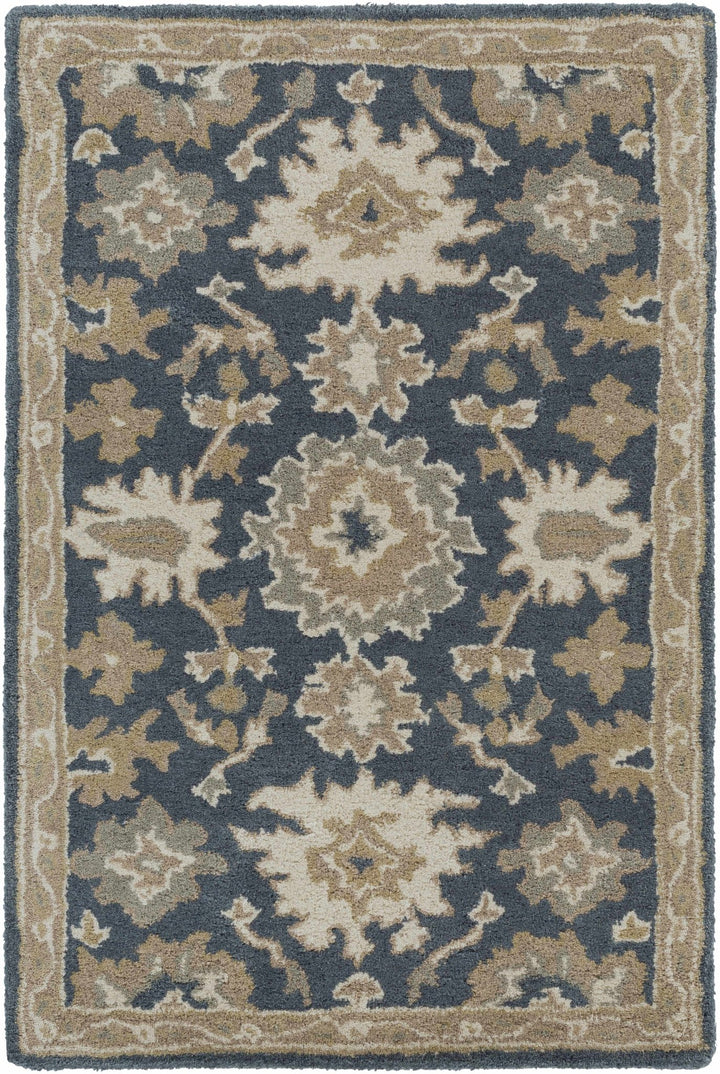 Hazen Traditional Oushak Navy And Beige Wool Rug - The Rug Decor