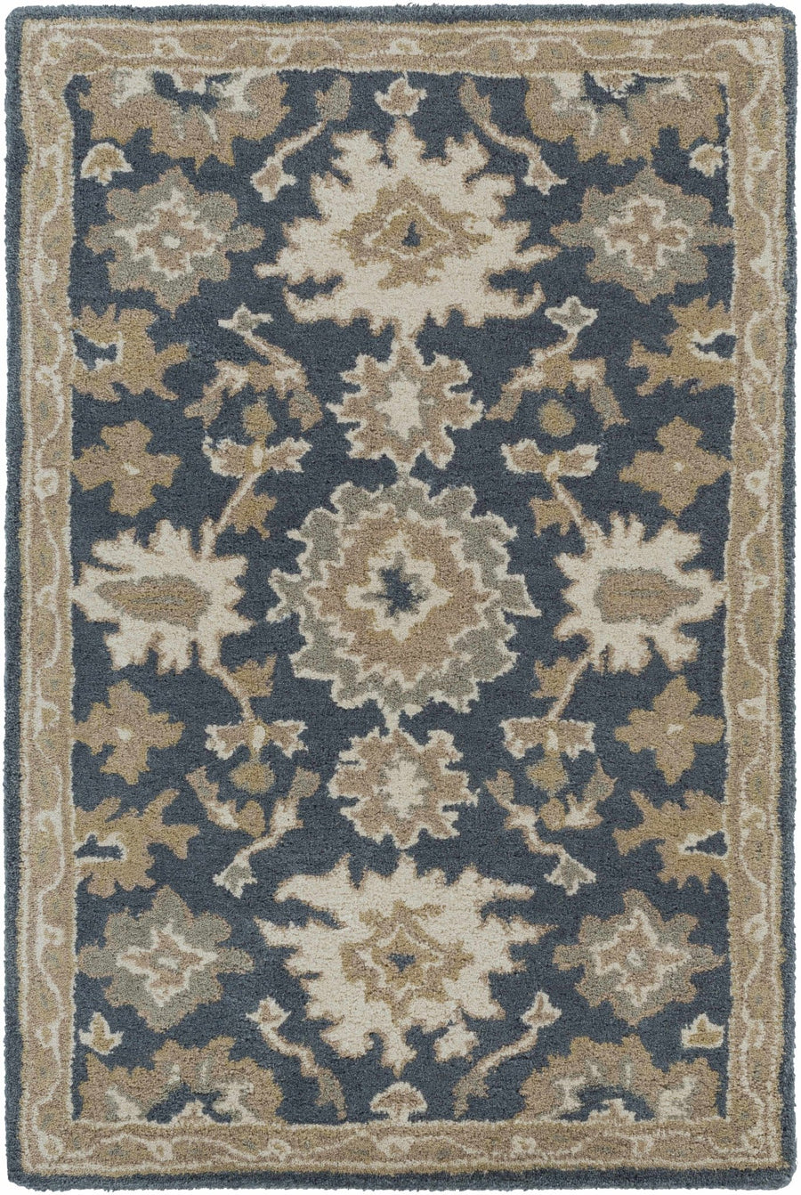 Hazen Traditional Oushak Navy And Beige Wool Rug - The Rug Decor