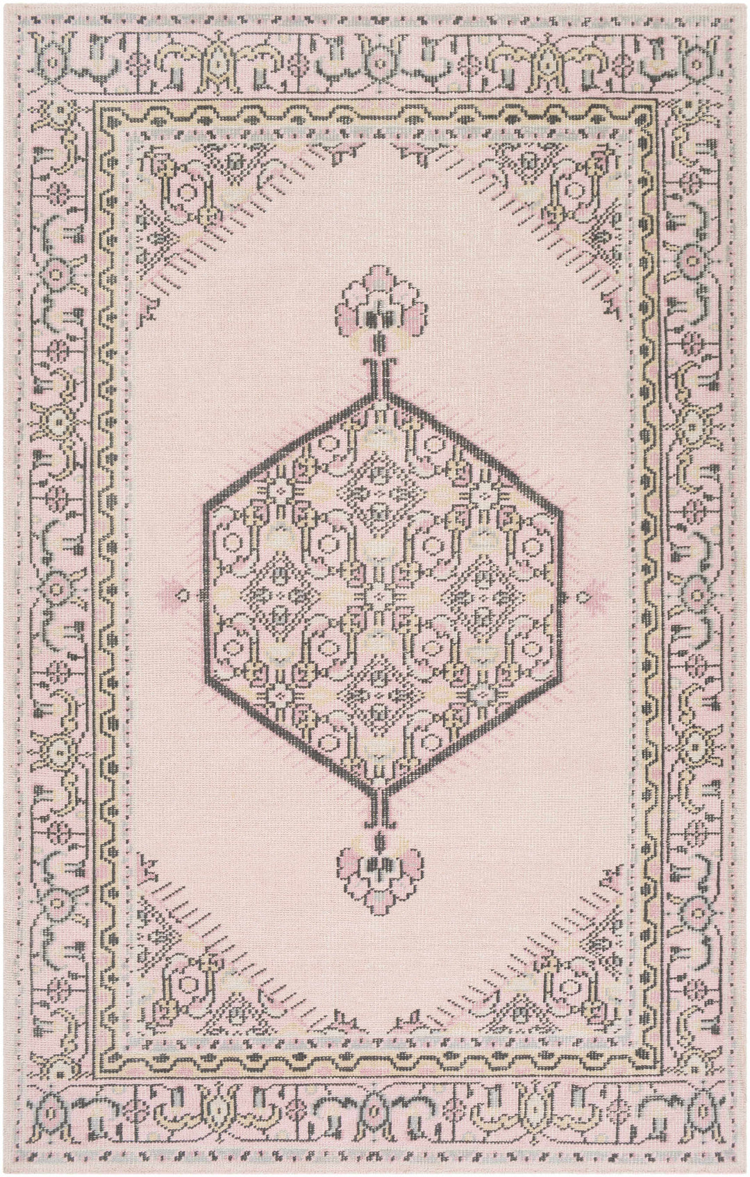 Hickson Traditional Style Pink Hand Knotted Area Rug