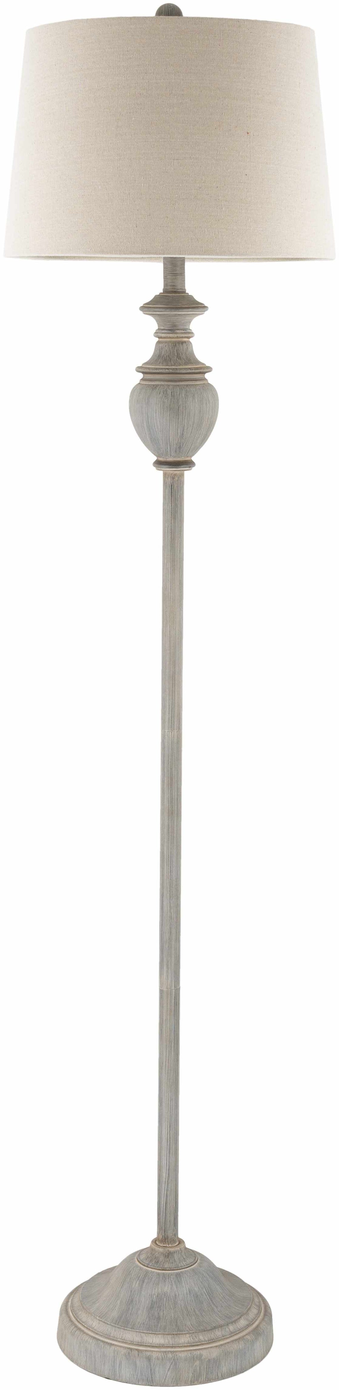 Binidayan Traditional Floor Lamp – Gray Resin Base & Linen Shade