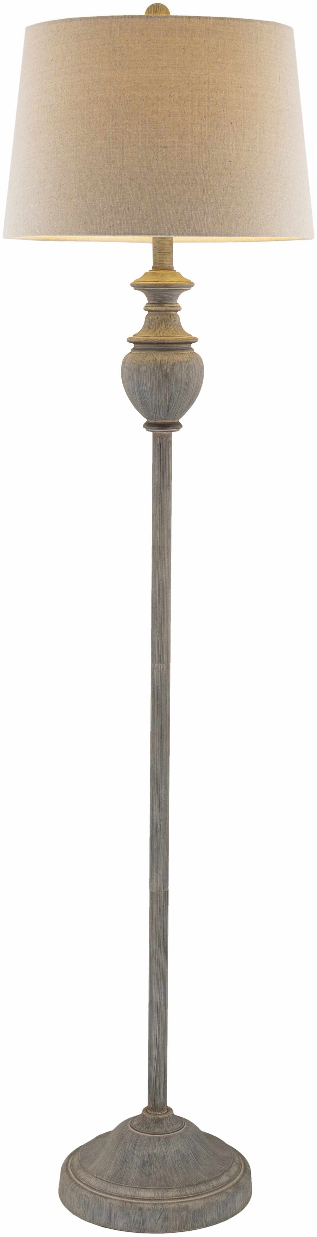 Binidayan Traditional Floor Lamp – Gray Resin Base & Linen Shade