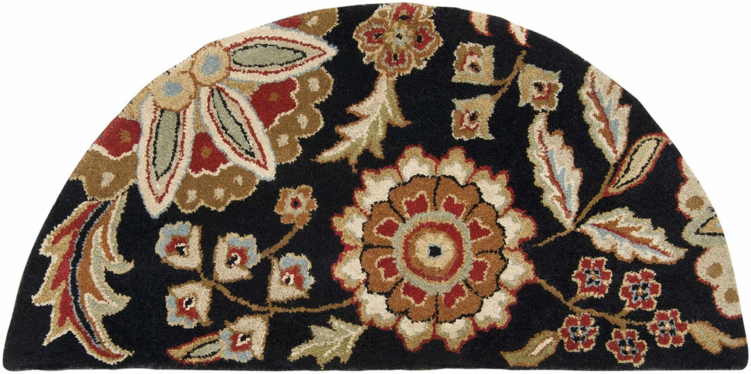 Heaters Traditional Floral Design Black And Beige Rug - The Rug Decor