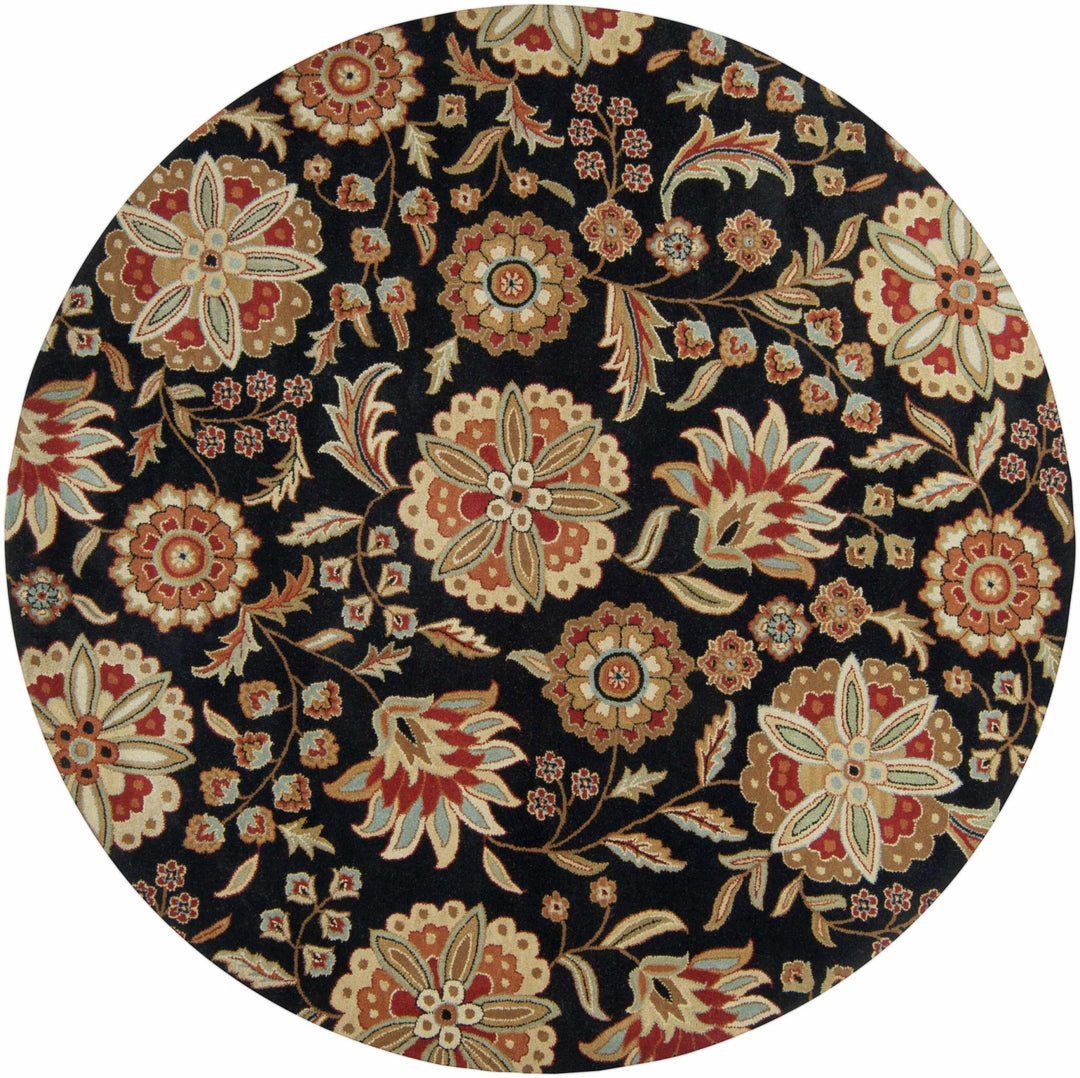 Heaters Traditional Floral Design Black And Beige Rug - The Rug Decor
