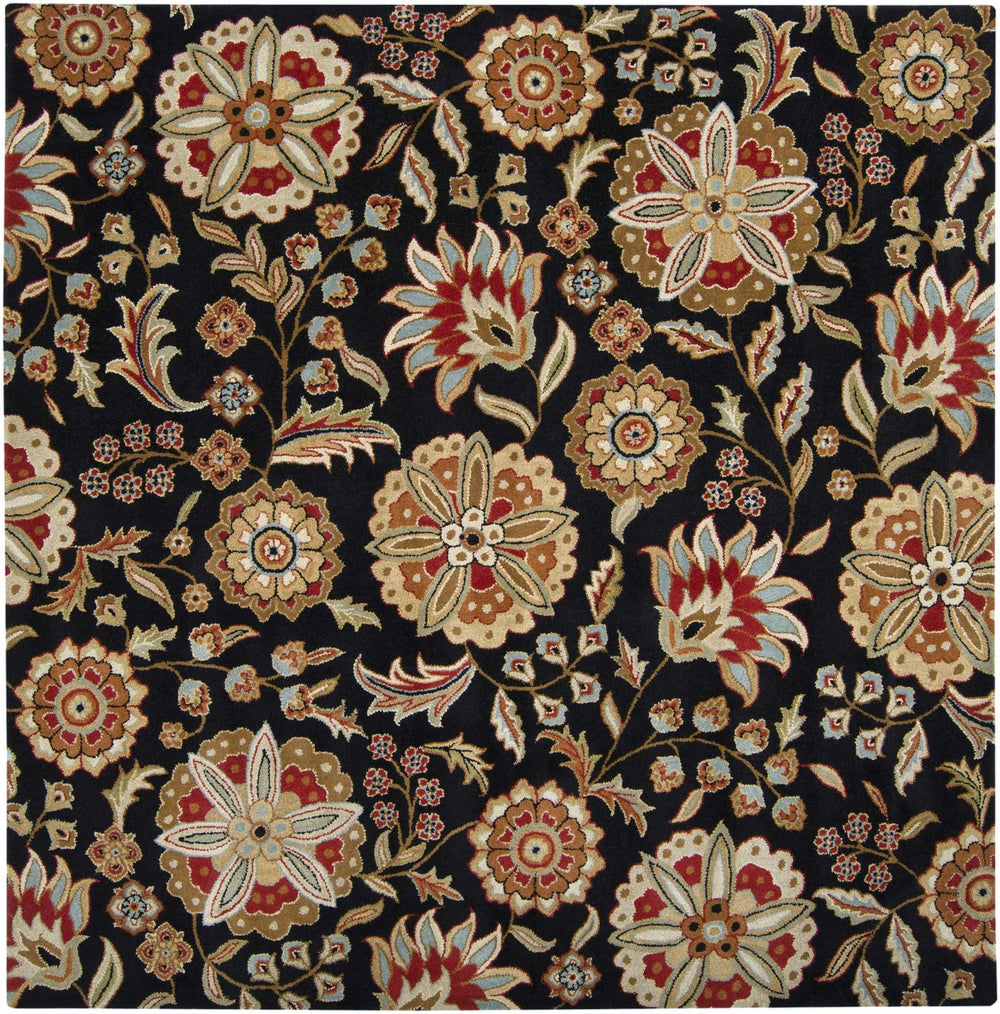 Heaters Traditional Floral Design Black And Beige Rug - The Rug Decor