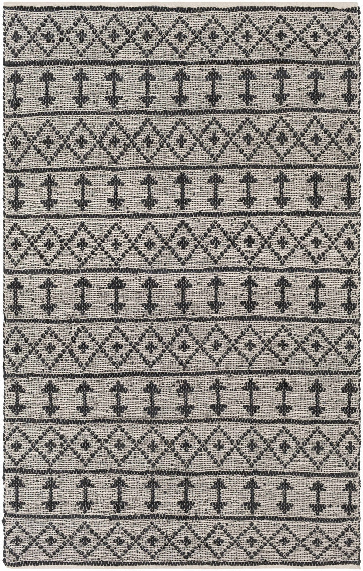 Hector Modern Geometrical Design Black And Ivory Hand Woven Area Rug - The Rug Decor