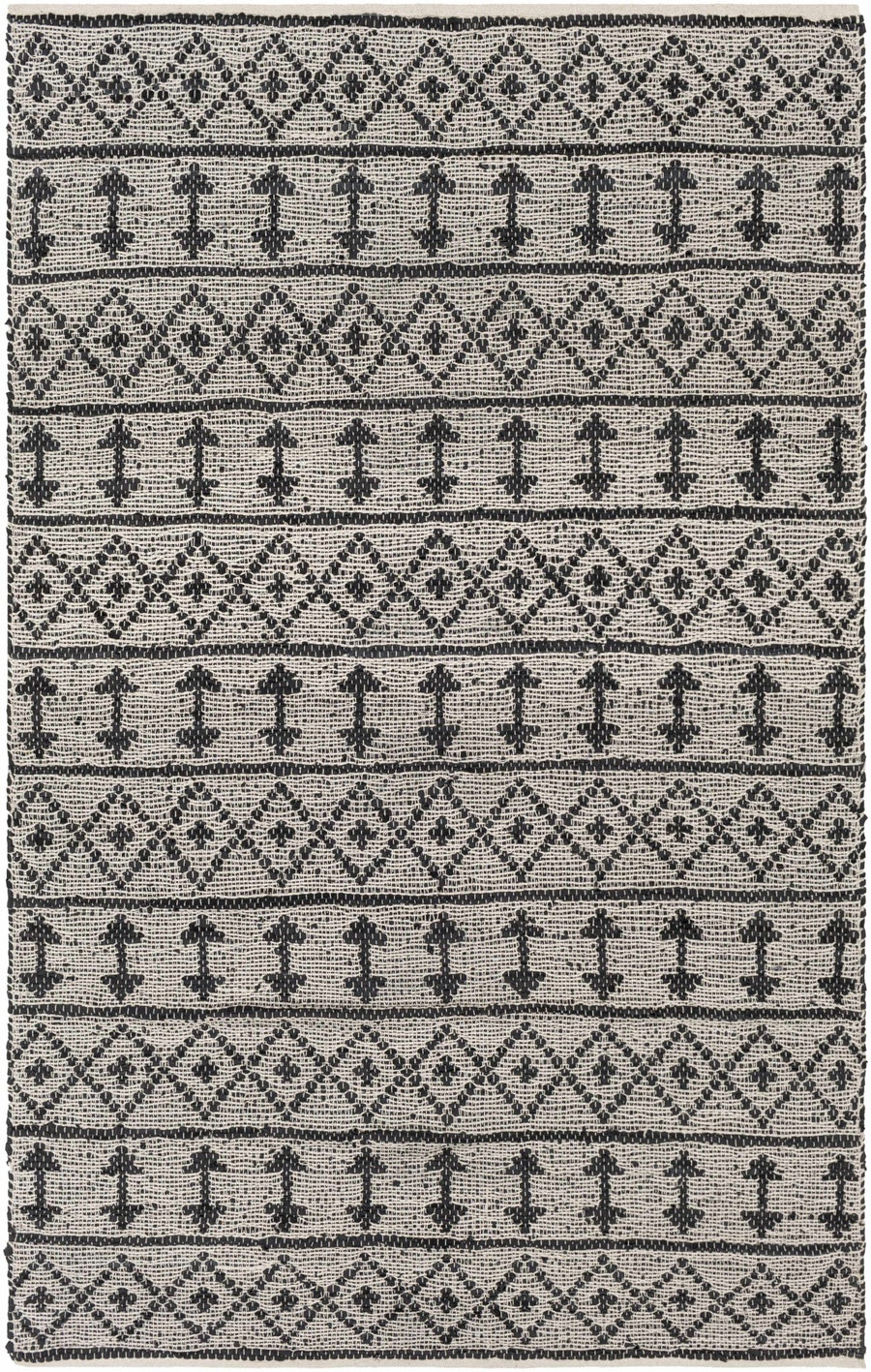 Hector Modern Geometrical Design Black And Ivory Hand Woven Area Rug - The Rug Decor