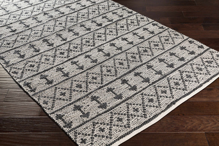 Hector Modern Geometrical Design Black And Ivory Hand Woven Area Rug - The Rug Decor