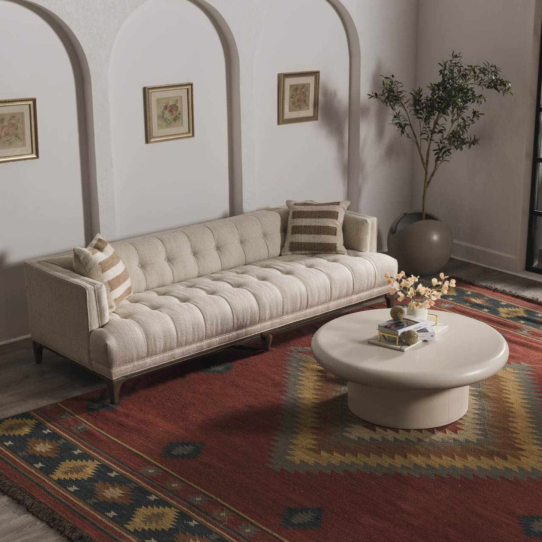 Hedon Bohemian Maroon And Blue Wool Area Rug - The Rug Decor