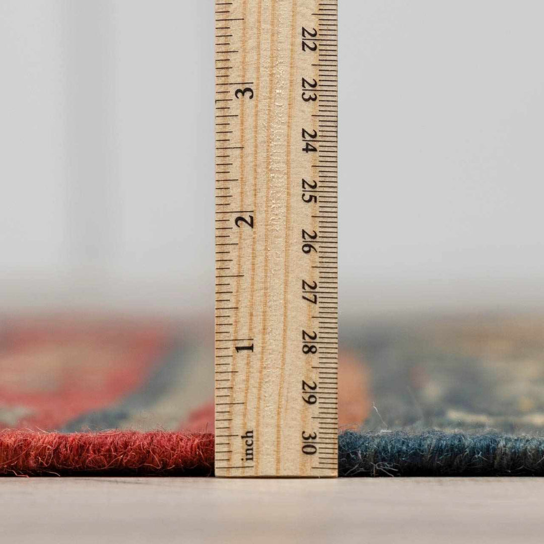 Hedon Bohemian Maroon And Blue Wool Area Rug - The Rug Decor