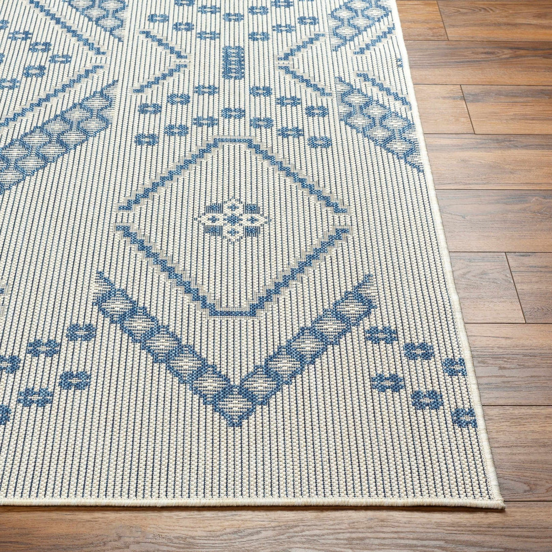 Helga Bohemian Transitional Design Blue & Ivory Rug - The Rug Decor