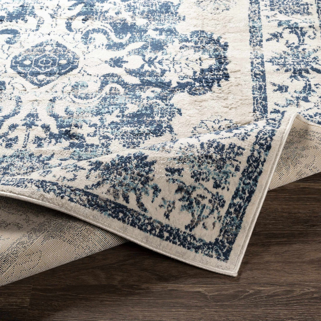 Helidon Traditional Style Ivory And Blue Area Rug - The Rug Decor
