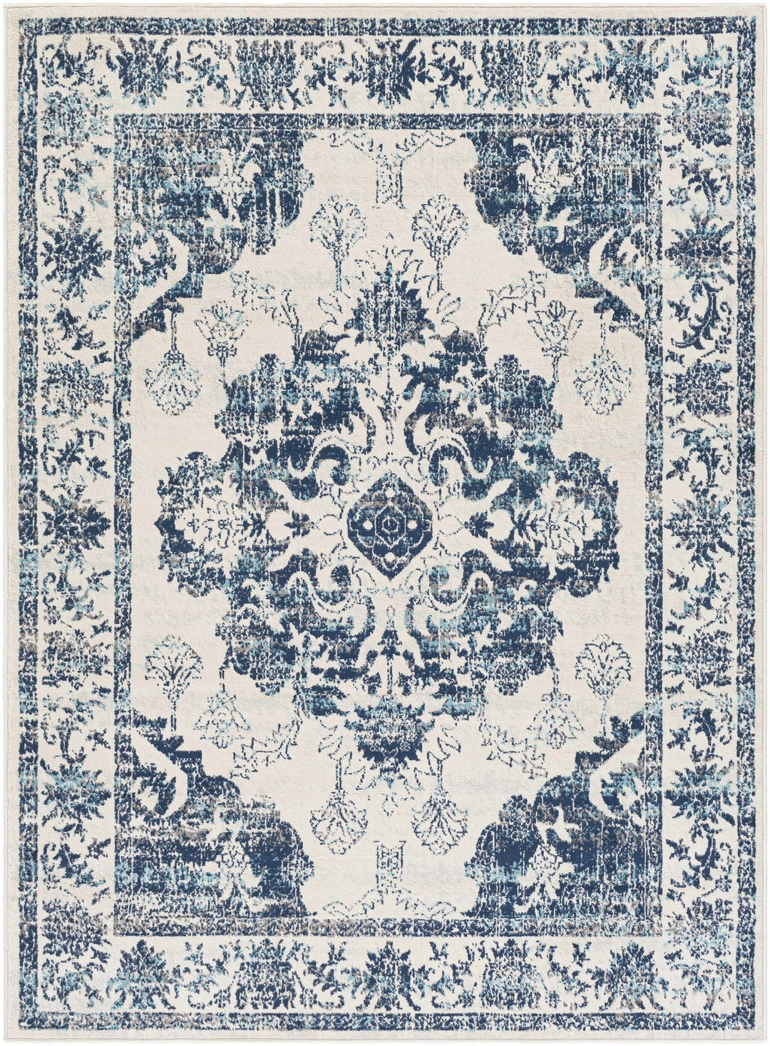 Helidon Traditional Style Ivory And Blue Area Rug - The Rug Decor
