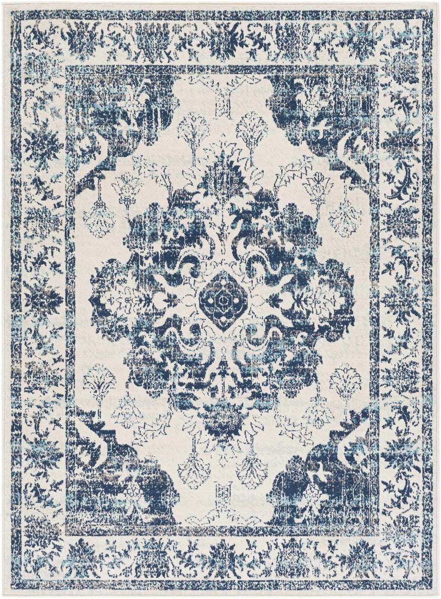 Helidon Traditional Style Ivory And Blue Area Rug - The Rug Decor