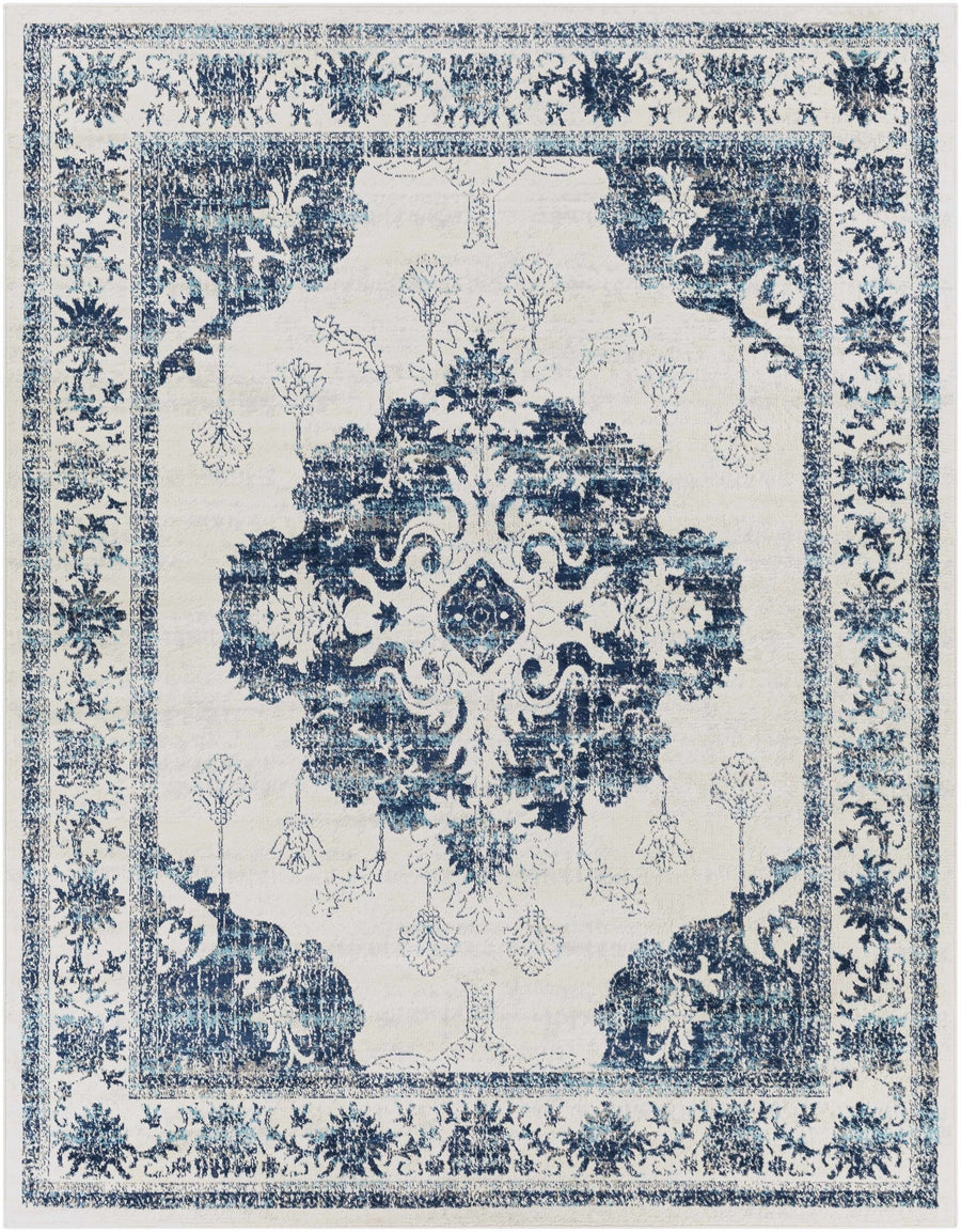 Helidon Traditional Style Ivory And Blue Area Rug - The Rug Decor