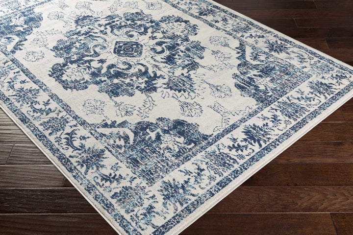 Helidon Traditional Style Ivory And Blue Area Rug - The Rug Decor