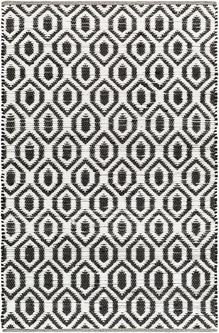 Helmi Modern Geometric Ivory And Black Hand Woven Rug - The Rug Decor