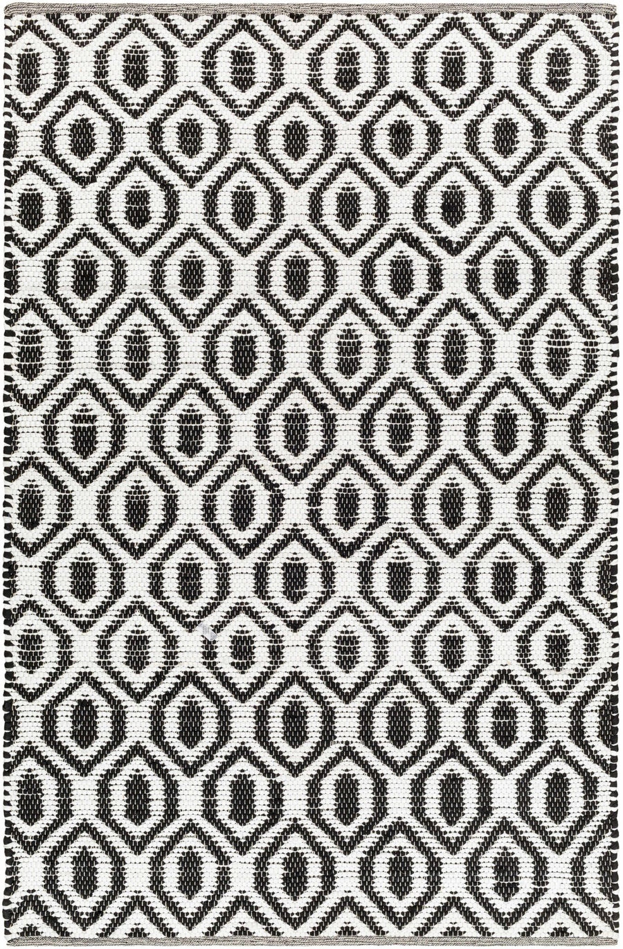 Helmi Modern Geometric Ivory And Black Hand Woven Rug - The Rug Decor