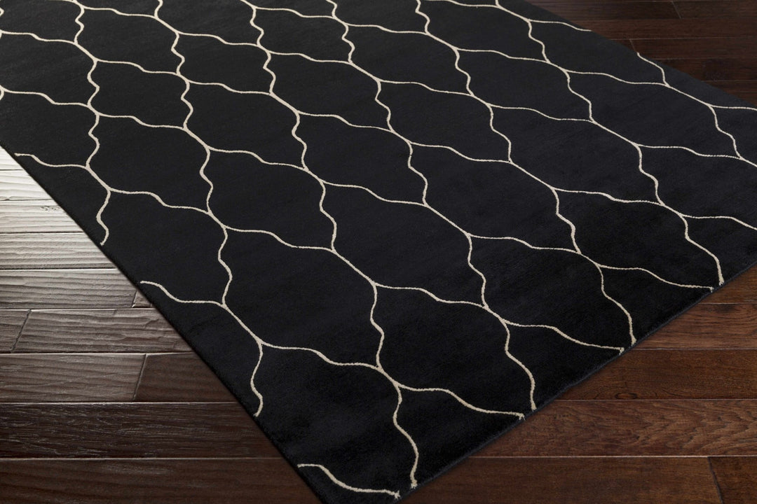 Hemingway Contemporary Geometrical Black Hand Knotted Area Carpet - The Rug Decor