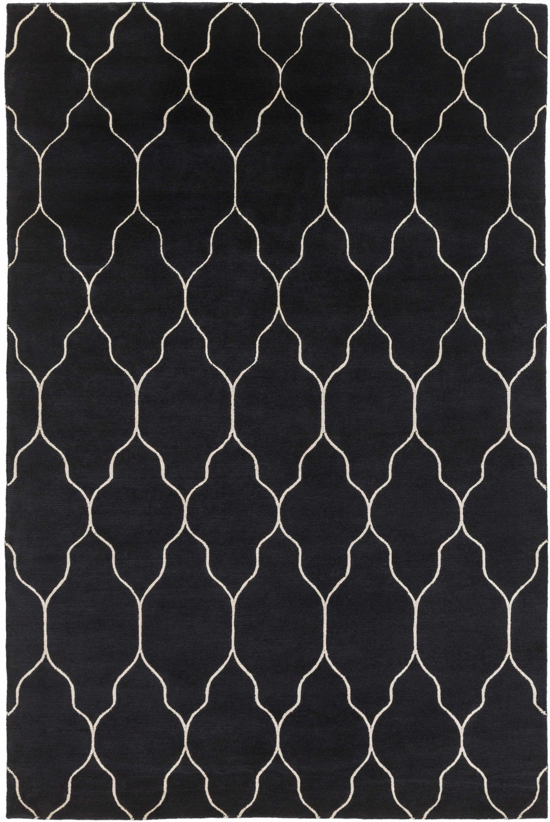 Hemingway Contemporary Geometrical Black Hand Knotted Area Carpet - The Rug Decor