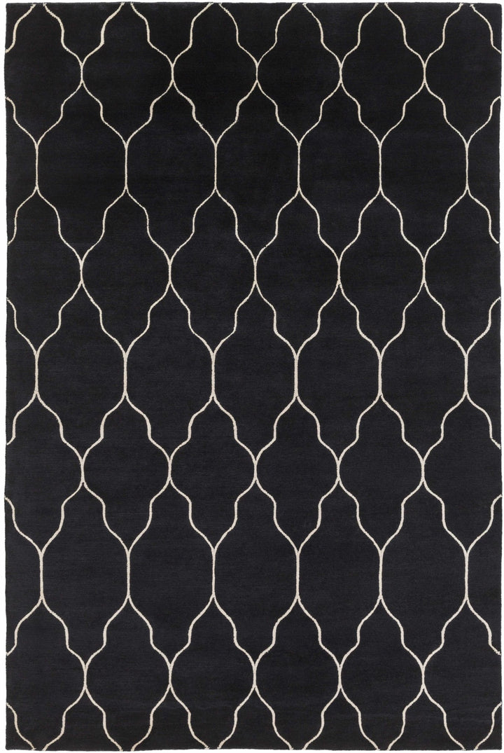 Hemingway Contemporary Geometrical Black Hand Knotted Area Carpet - The Rug Decor