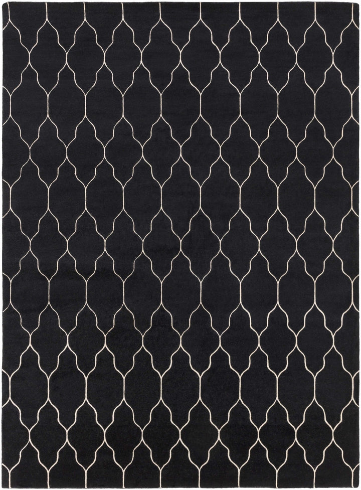 Hemingway Contemporary Geometrical Black Hand Knotted Area Carpet - The Rug Decor