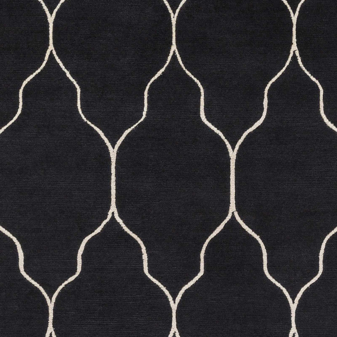 Hemingway Contemporary Geometrical Black Hand Knotted Area Carpet - The Rug Decor