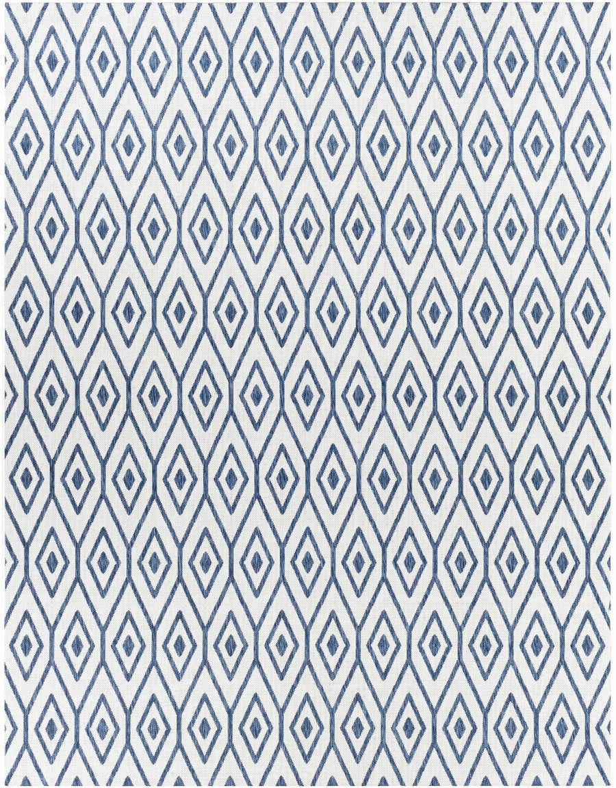 Henty Ivory And Blue Modern Geometrical Design Outdoor Area Rug - The Rug Decor