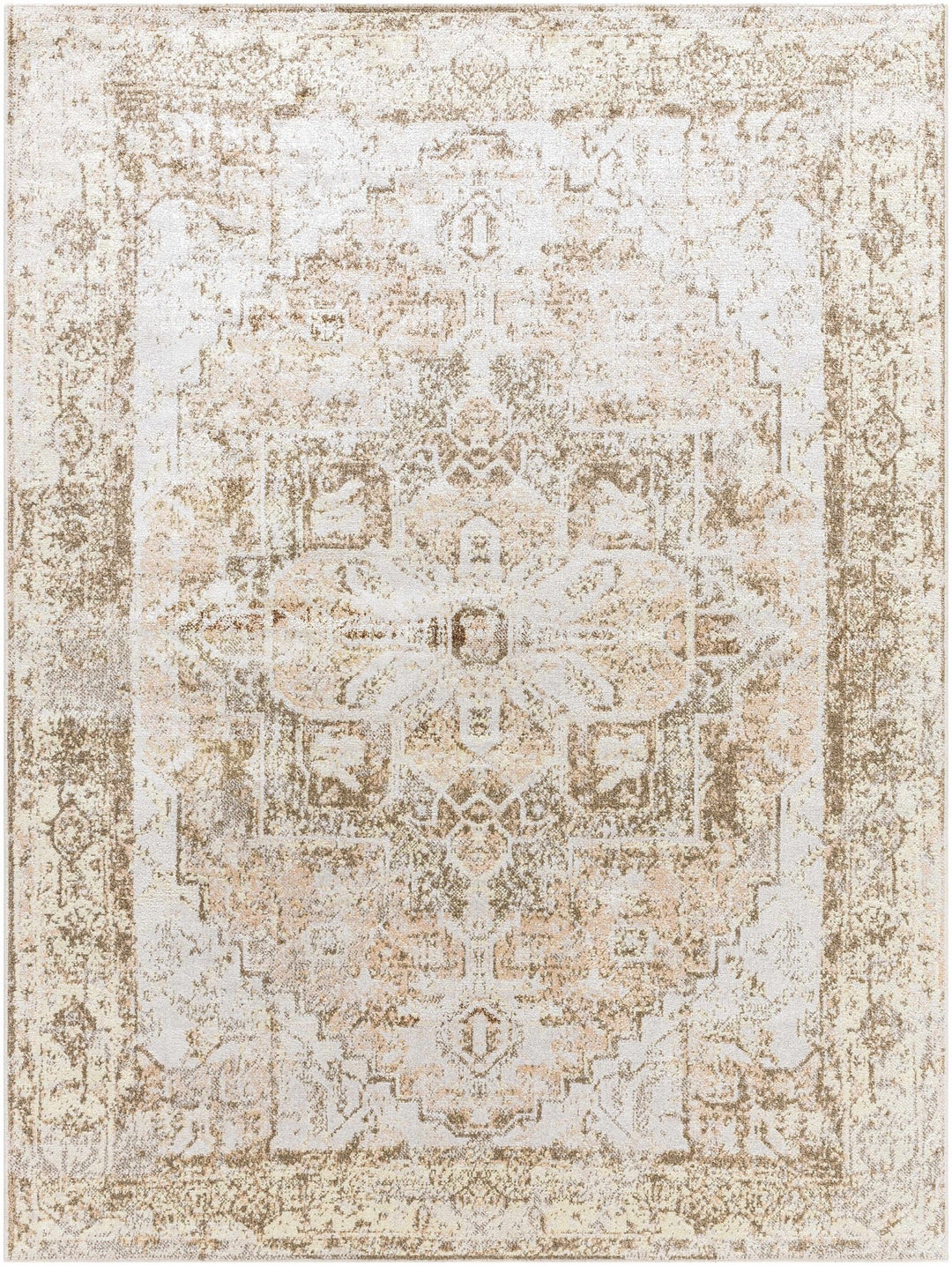 Hera Traditional Beige And Ivory Washable Rug - The Rug Decor