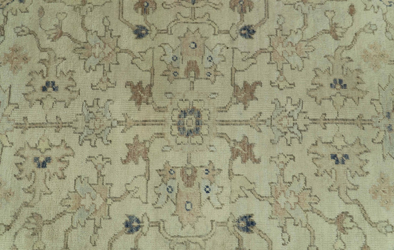Heriz Traditional Design Beige And Blue 5.6x8 Hand Knotted Wool Area Rug - The Rug Decor