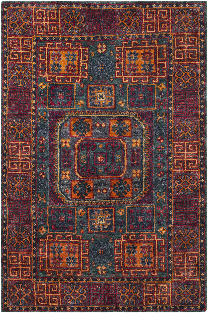 Herman Traditional Style Charcoal And Orange Hand Knoted Area Rug