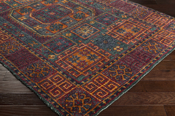 Herman Traditional Style Charcoal And Orange Hand Knoted Area Rug