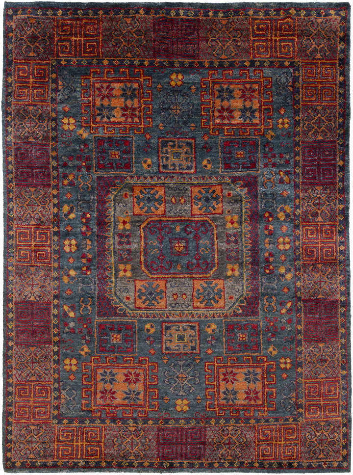 Herman Traditional Style Charcoal And Orange Hand Knoted Area Rug