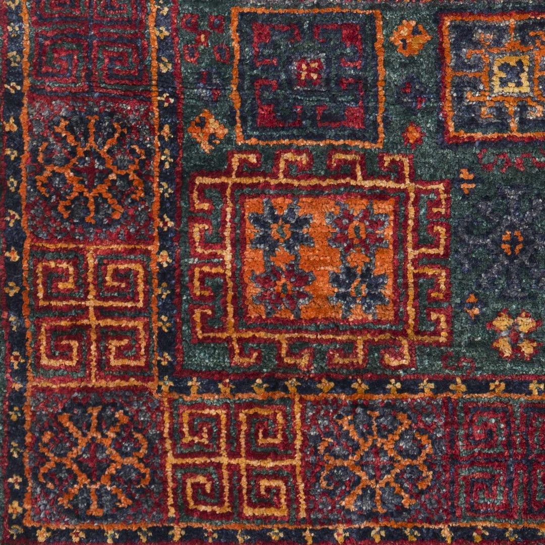 Herman Traditional Style Charcoal And Orange Hand Knoted Area Rug