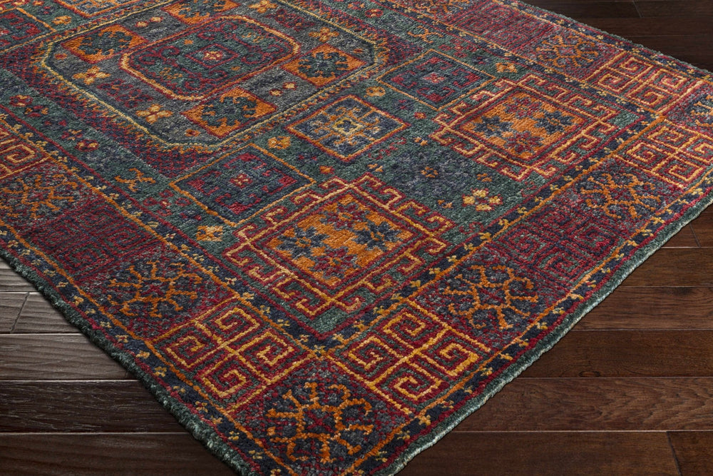 Herman Traditional Style Charcoal And Orange Hand Knoted Area Rug - The Rug Decor