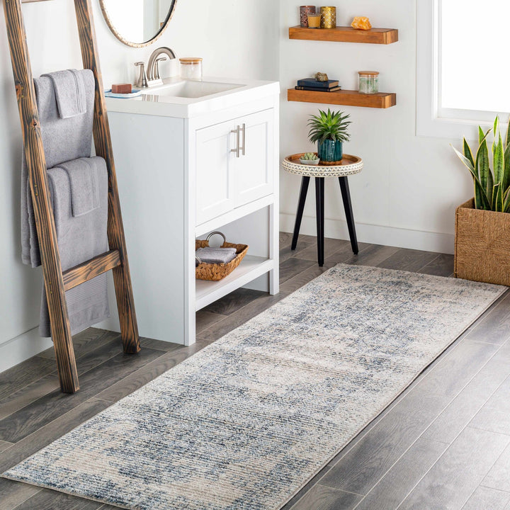 Herricks Traditional Style Blue And Ivory Area Rug - The Rug Decor