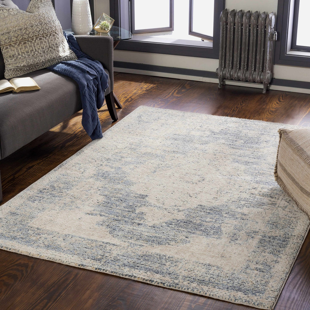 Herricks Traditional Style Blue And Ivory Area Rug - The Rug Decor