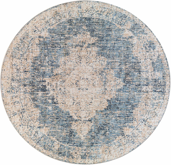 Herricks Traditional Style Blue And Ivory Area Rug - The Rug Decor