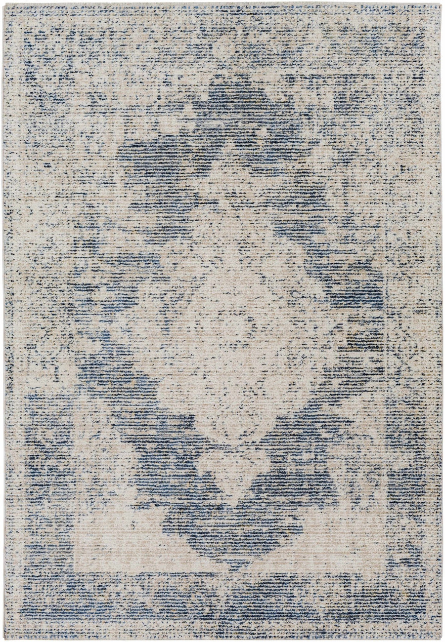 Herricks Traditional Style Blue And Ivory Area Rug - The Rug Decor