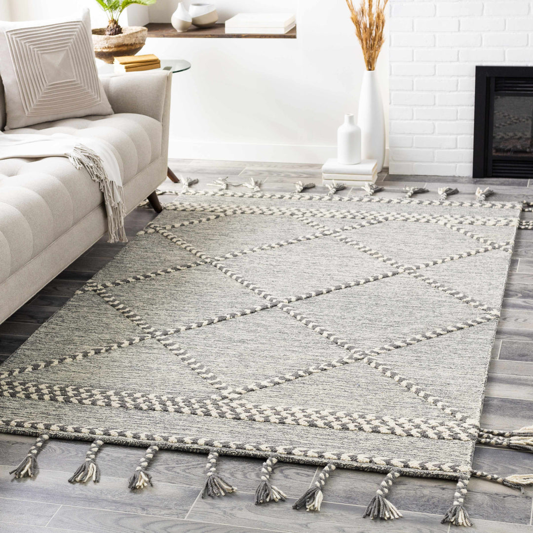 Hertfordshire Modern Gray And Beige Hand Tufted Wool Area Rug
