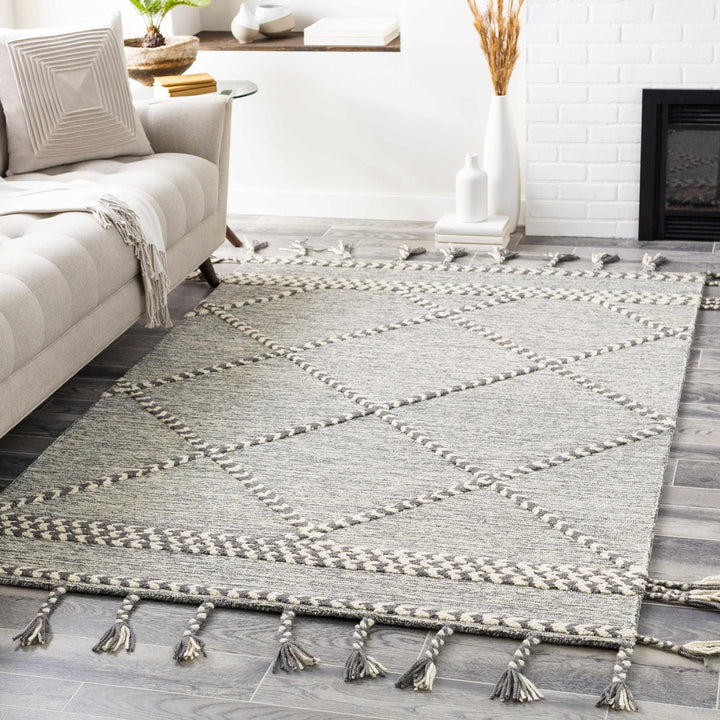 Hertfordshire Modern Gray And Beige Hand Tufted Wool Area Rug