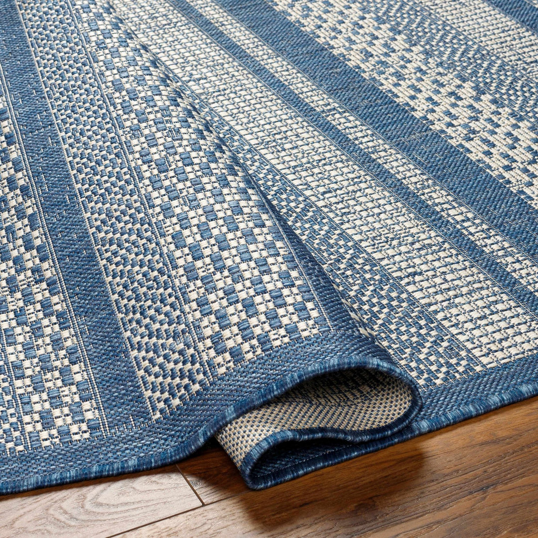 Hessa Contemporary Blue And Gray Stripe Rug - The Rug Decor