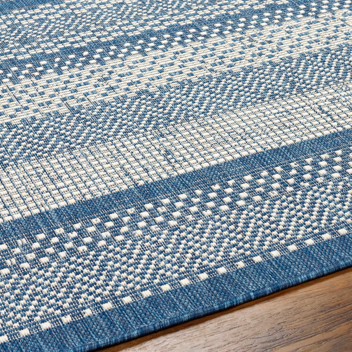 Hessa Contemporary Blue And Gray Stripe Rug - The Rug Decor