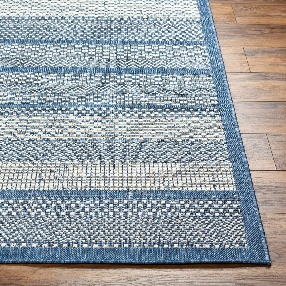 Hessa Contemporary Blue And Gray Stripe Rug - The Rug Decor