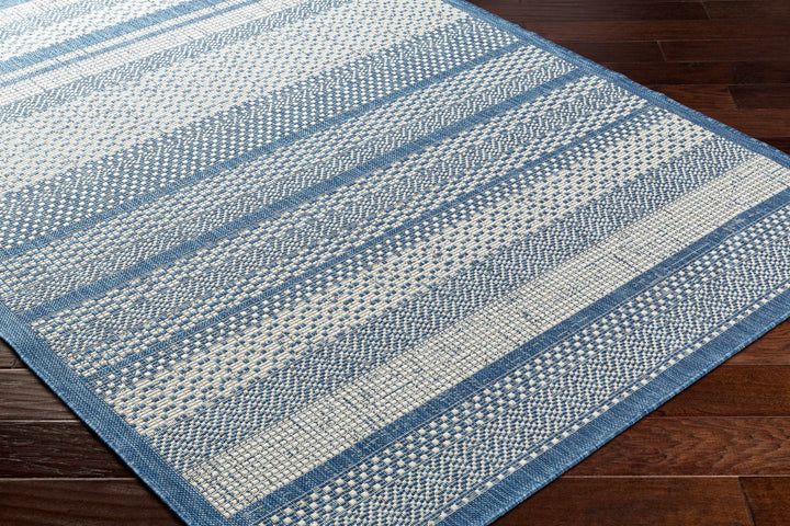 Hessa Contemporary Blue And Gray Stripe Rug - The Rug Decor