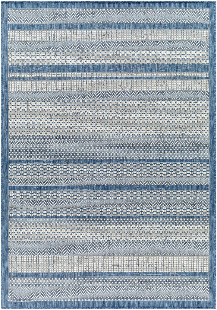 Hessa Contemporary Blue And Gray Stripe Rug - The Rug Decor