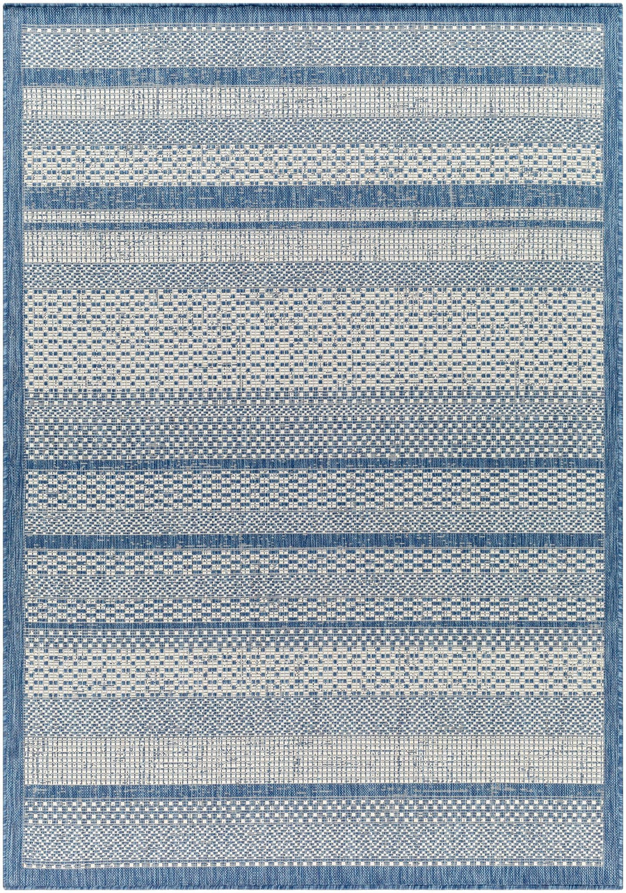 Hessa Contemporary Blue And Gray Stripe Rug - The Rug Decor