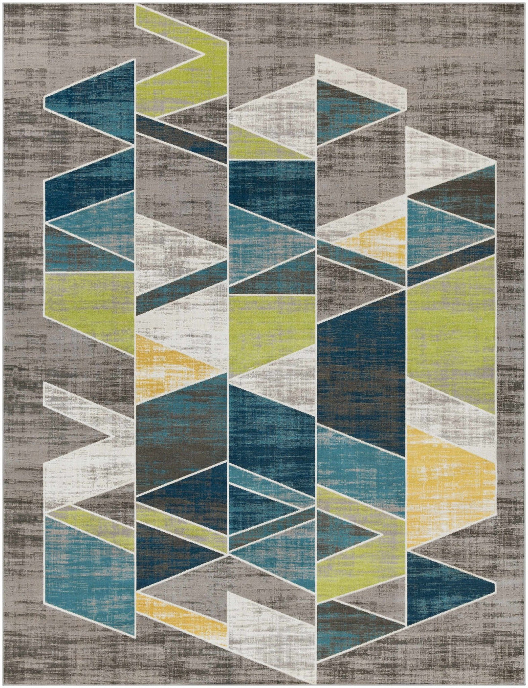 Hessel Modern Geometrical Design Gray And Blue Area Rug - The Rug Decor
